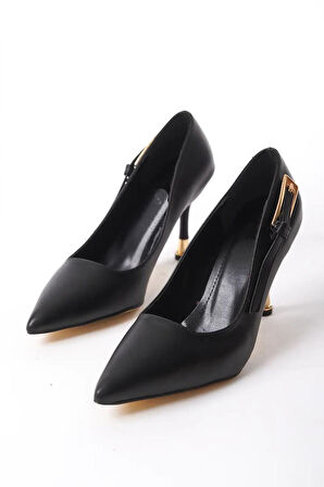 Kadın Fascino Siyah Deri Stiletto Topuklu Ayakkabı