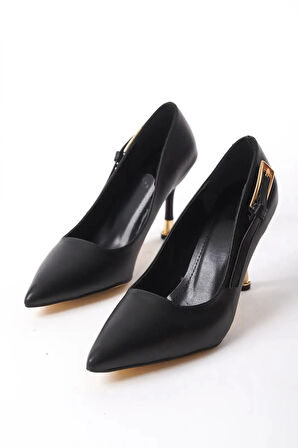 Kadın Fascino Siyah Deri Stiletto Topuklu Ayakkabı