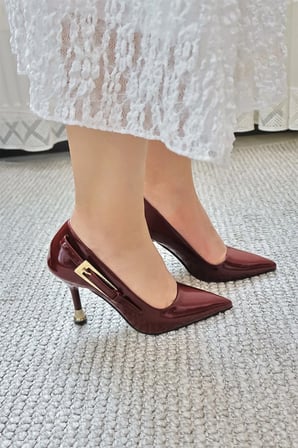 Kadın Jenny Bordo Rugan Stiletto Topuklu Ayakkabı  