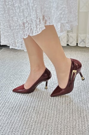 Kadın Jenny Bordo Rugan Stiletto Topuklu Ayakkabı  