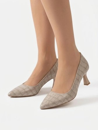 Kadın Flora Bej Kroko 6 Cm İnce Topuklu Stiletto  