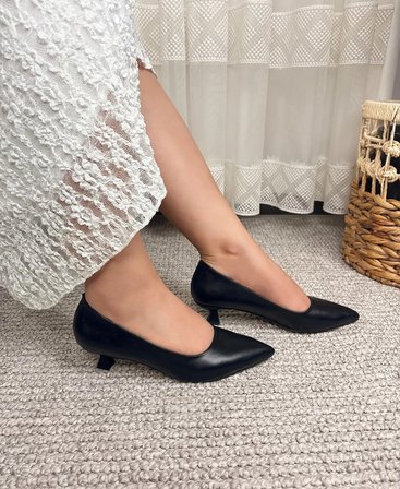 Kadın Moni Siyah Cilt 3 Cm Topuklu Ayakkabı  