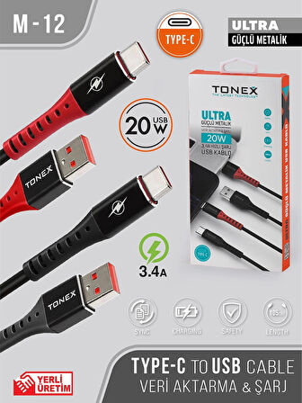 20W TYP-C Ultra Güçlü Metalik USB Kablo