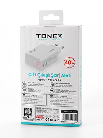 Tonex 40W TYP-C Çift Çıkışlı Şarj Aleti
