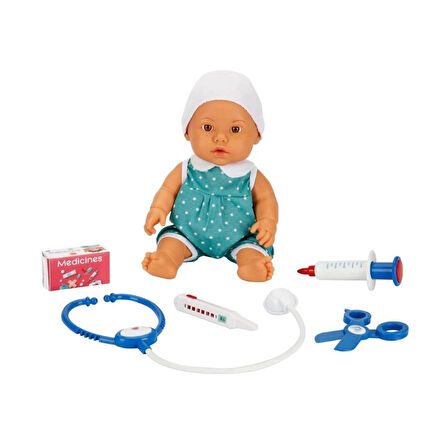 Çocuk 30111 Bebelou Doktor Zamanı Sesli Bebek Seti 35 cm -Sunman