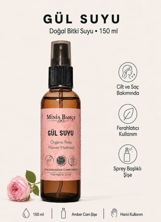 Minia Bahçe Gül Suyu (Hidrosol) – 150 Ml