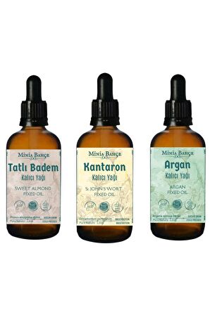 Tatlı Badem Yağı, Kantaron Yağı, Argan Yağı (3'lü Set) 30ml X 3 Adet