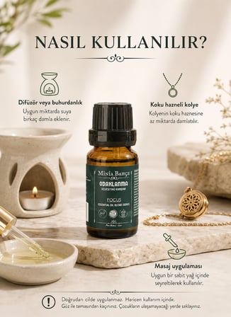 Odaklanma ( Focus ) Uçucu Yağ Karışımı, %100 Saf, 10 ml