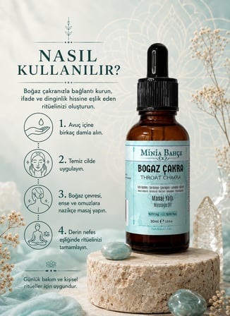Boğaz Çakra Masaj Yağı, Throat Chakra, 30ml, %100 Saf