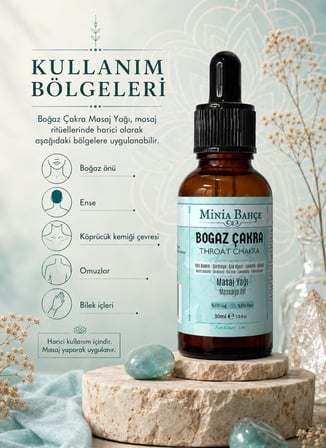 Boğaz Çakra Masaj Yağı, Throat Chakra, 30ml, %100 Saf