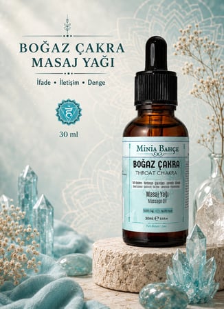 Boğaz Çakra Masaj Yağı, Throat Chakra, 30ml, %100 Saf