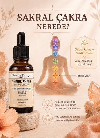Sakral Çakra Masaj Yağı, Sacral Chakra, 30ml, %100 Saf