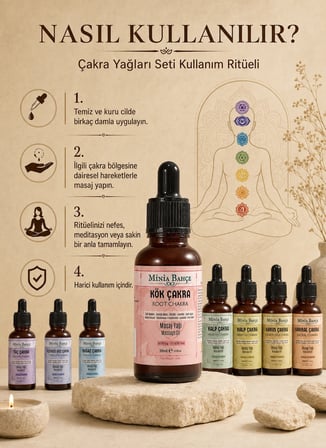 Aromaterapi 7 Chakra Çakra Masaj Yağı Seti % 100 Saf 210 Ml