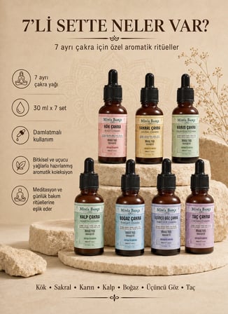 Aromaterapi 7 Chakra Çakra Masaj Yağı Seti % 100 Saf 210 Ml