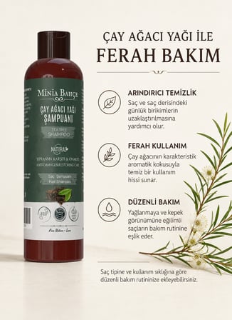 Minia Bahçe Çay Ağacı Şampuan – 400 ml | Isırgan Otu, Buğday Proteini