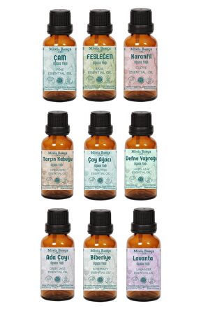 Uçucu Yağ Seti, Çam-fesleğen-karanfil-tarçın-çay Ağacı-defne Yap.-adaçayı-biberiye-lavanta Yağı,90ml