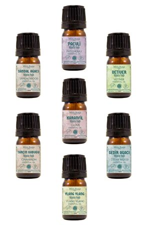 Karanfil, Sandal Ağacı,vetiver,paçuli, Tarçın,ylangylang,sedir Ağacı Uçucu Yağı, 2,5'ar Ml. %100 Saf