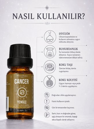 Yengeç Burcu Uçucu Yağ Karışımı – Biberiye, Akgünlük, Paçuli, Palmarosa, Sandal Ağacı ve Nane Uçucu Yağları, 10 ml