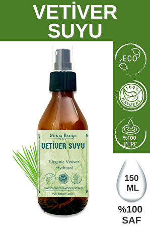 Organik Vetiver Suyu -%100 Doğal Hidrosol, 150ml