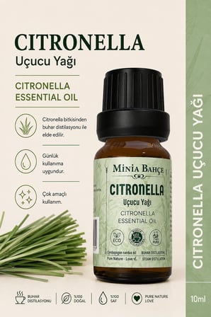 Sitronella Uçucu Yağı % 100 Saf Ve Doğal 10 Ml ( Citronella Oil )