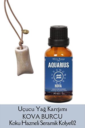 Kova Burcu - Aquarius, Uçucu Yağ Karışımı, 10ml & Koku Hazneli Kolye02