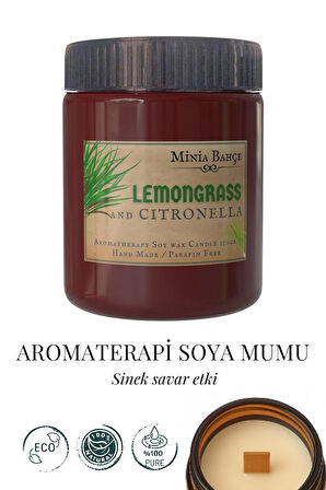 Limonotu & Citronella Yağı, Sineksavar Aromaterapi Soya Mumu, 150gr