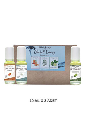 Doğal Roll on, Enerji Seti, Greyfurt, Bergamot, Okaliptus Uçucu Yağı, 10ml x 3