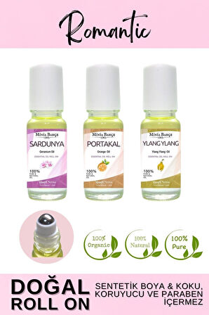 Doğal Roll On, Romantik Seti, Sardunya, Ylang Ylang Ve Portakal Uçucu Yağı, 10ml X 3