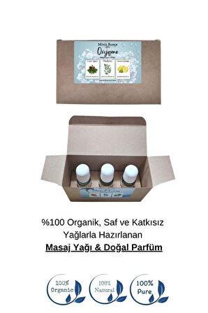 Doğal Roll on, Oksijen Seti, Çam ağacı, Okaliptus ve Lİmon Kabuğu Uçucu Yağı, 10ml x 3