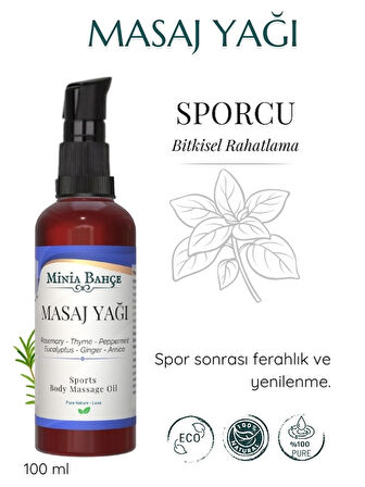 Sporcu Masaj Yağı –Biberiye, Kekik, Nane, Okaliptus, Zencefil, Arnika-%100 Saf,100ml