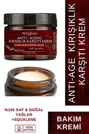 Doğal Anti-Age, Kırışıklık Karşıtı Krem, %100 Doğal ve Saf, 50ml