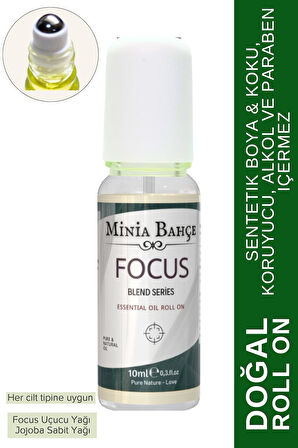 Doğal Roll on, Focus Uçucu Yağ Karışımı, Jojoba yağı. 10ml