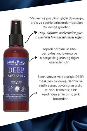  DEEP Mist – Vetiver, Paçuli ve Ardıç Yağlı Topraksı Erkek Vücut Spreyi (100 ml)