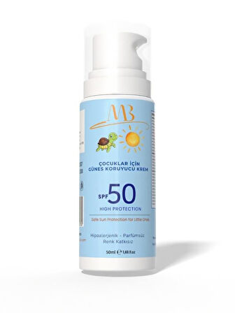 Çocuklar İçin Güneş Koruyucu Krem – SPF 50+ | Hipoalerjenik, Parfümsüz – 50 ml