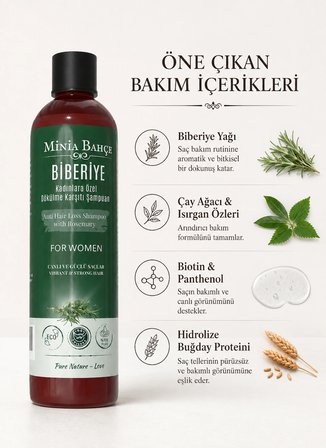 Minia Bahçe Biberiye Şampuan – 400 ml | Biotin, Panthenol