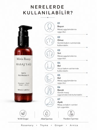 Biberiye Aromaterapi Masaj Yağı 100 ml | Kekik ve Zencefil