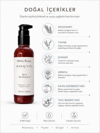 Biberiye Aromaterapi Masaj Yağı 100 ml | Kekik ve Zencefil