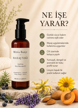 Minia Bahçe Lavanta Masaj Yağı – 100 ml | Ardıç, Ylang Ylang