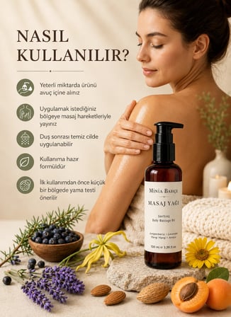 Minia Bahçe Lavanta Masaj Yağı – 100 ml | Ardıç, Ylang Ylang