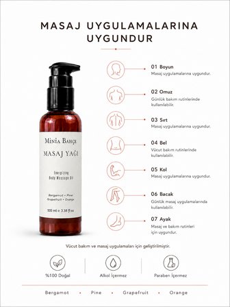 Bergamot Aromaterapi Masaj Yağı 100 ml | Çam, Greyfurt ve Portakal