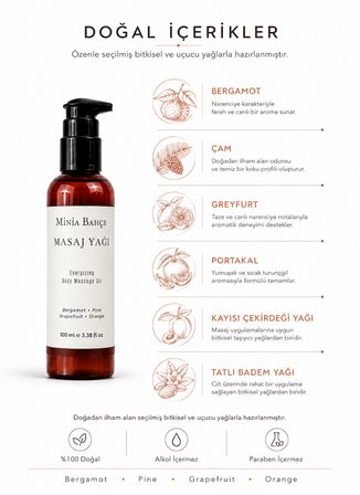 Bergamot Aromaterapi Masaj Yağı 100 ml | Çam, Greyfurt ve Portakal