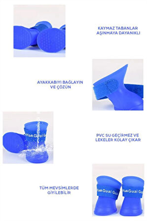 Kedi ve Köpekler İçin Pati Ayakkabısı, Silikon Kaymaz Taban Cırt Cırtlı Pati Ayakkabısı