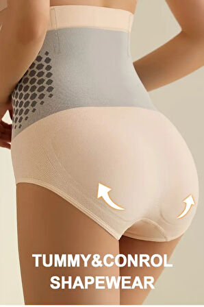 1 adet Kadınlar için Yüksek Bel Karın Kontrolü Şekillendirici Külot - Isı, Nefes Alabilen Naylon ve Spandex Karışımı ile Zayıflatan Vücut Şekillendirici, Elde Yıkanabilir - Kusursuz Bir Görünüm için Dikişsiz Tasarım