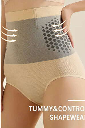 1 adet Kadınlar için Yüksek Bel Karın Kontrolü Şekillendirici Külot - Isı, Nefes Alabilen Naylon ve Spandex Karışımı ile Zayıflatan Vücut Şekillendirici, Elde Yıkanabilir - Kusursuz Bir Görünüm için Dikişsiz Tasarım