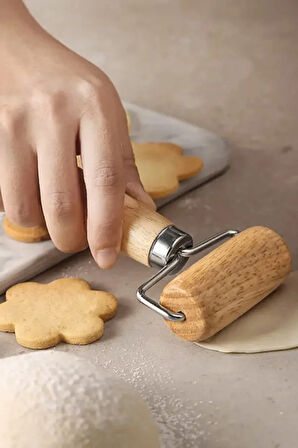 Ahşap Saplı Rulo Merdane, Oklava, Ahşap Spatula, Pürüzsüz Oklava Pizza Börek Açma