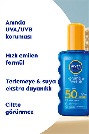Nivea Sun SPF50 Güneş Koruyucu ve Ferahlık Vücut Spreyi 200 ml