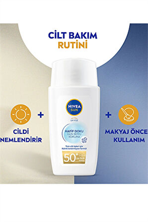 Nivea Sun Hafif Dokulu Yüz Güneş Koruyucu Krem SPF 50 – Yağsız, Mat Görünüm, 40 ml