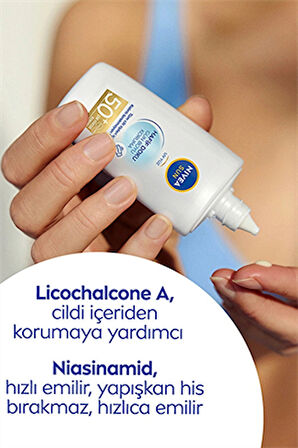 Nivea Sun Hafif Dokulu Yüz Güneş Koruyucu Krem SPF 50 – Yağsız, Mat Görünüm, 40 ml