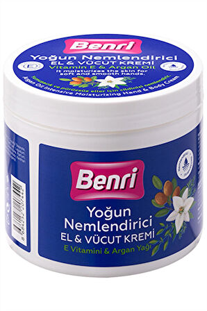 Benri Argan Yağlı Yoğun Nemlendirici El ve Vücut Kremi – 500 ml