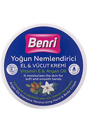 Benri Argan Yağlı Yoğun Nemlendirici El ve Vücut Kremi – 500 ml